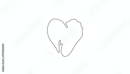 Minimalist Tooth Heart Icon - Dental Care Love Concept