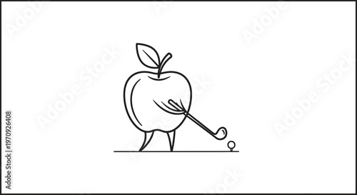 Apple Character Playing Golf