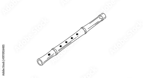Bamboo Flute Musical Instrument Line Art Illustration