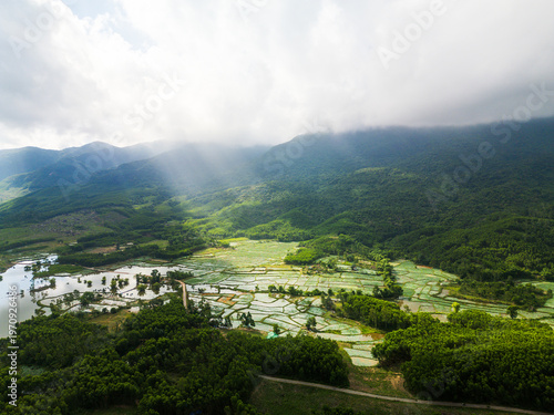 Aerial View Rice Fields Tra Ly Pond Duy Xuyen Vietnam