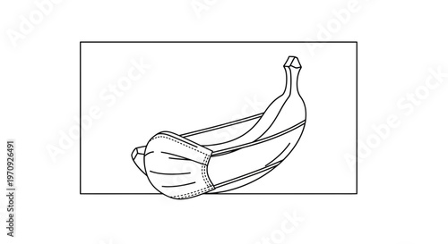 Banana Wearing Face Mask - Health Protection Concept