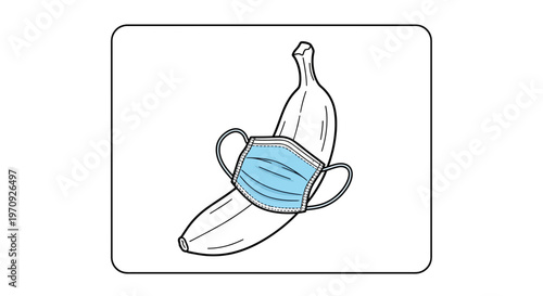 Banana Wearing a Face Mask - Concept of Health, Protection, and Quarantine