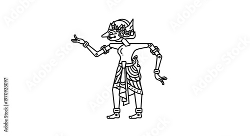 Javanese Wayang Kulit Puppet Character Outline