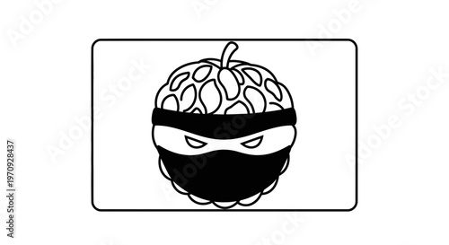 Funny Ninja Fruit Character with Mask and Bandana, Cartoon Style