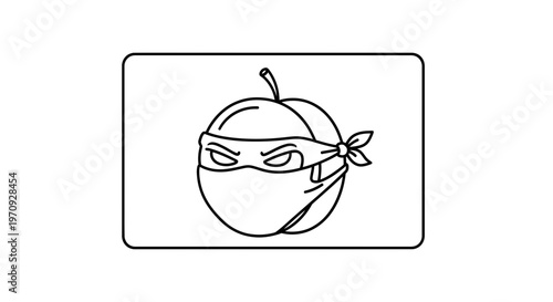 Funny Ninja Fruit Icon: Cartoon Peach with Mask and Bandana
