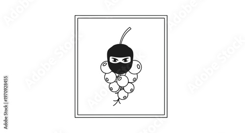 Funny Ninja Face on Grapes Bunch - Creative Food Art