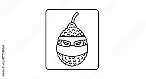 Funny Pear Ninja Character with Mask and Bandana, Cartoon Style