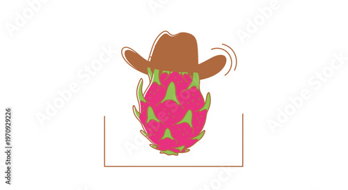 Funny Dragon Fruit Wearing Cowboy Hat Dancing in Box