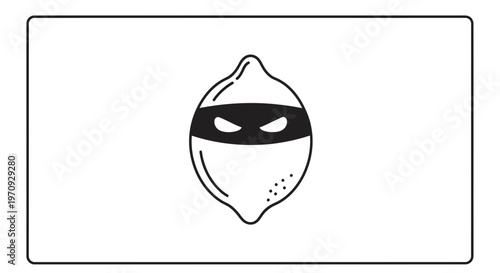 Funny Lemon Character Wearing a Bandit Mask, Cartoon Style