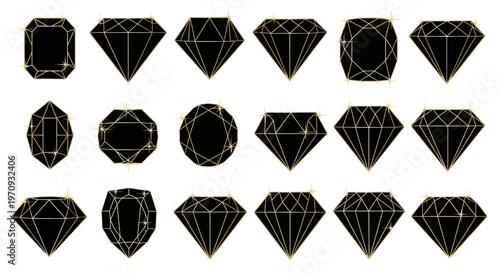Black diamond shapes with gold outlines.