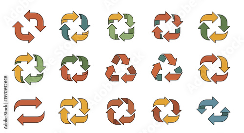 Recycling Symbols Set: Eco-Friendly Arrows for Sustainability and Environment