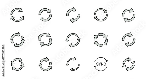 Refresh Reload Sync Arrows Icon Set Vector Illustration