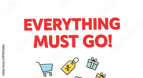 Foto Everything Must Go Clearance Sale Banner with Shopping Icons.