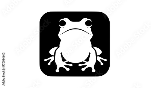 Creative negative space frog icon modern vector symbol