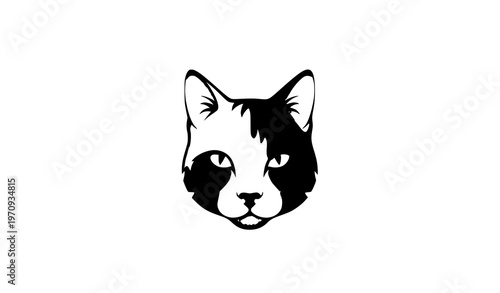Creative negative space cat head logo vector silhouette