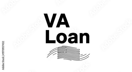VA Loan Typography with American Flag Icon for Veteran Housing Benefits.