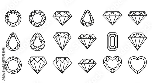 Collection of various diamond shapes and designs.
