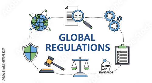 Global Regulations and Compliance Concept Illustration