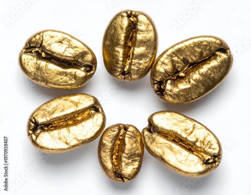 Golden Coffee Beans - A Symbol of Luxury and Richness.