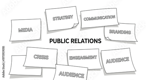 Public Relations Concept with Keywords on Sticky Notes Illustration