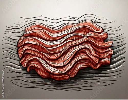 Raw Ground Beef Pile Illustration.