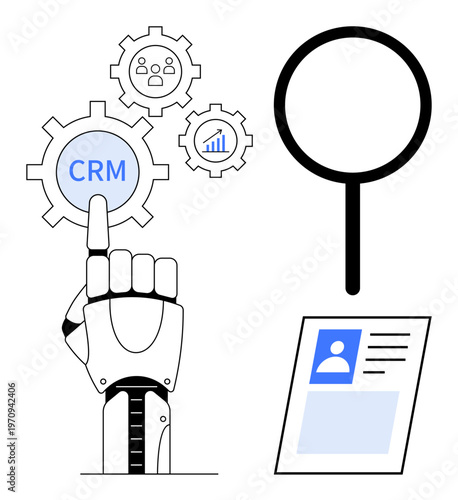CRM concept. CRM technology s customer data processing and relationship management. CRM tools for business automation, customer analytics, and operational efficiency. For business, technology, AI