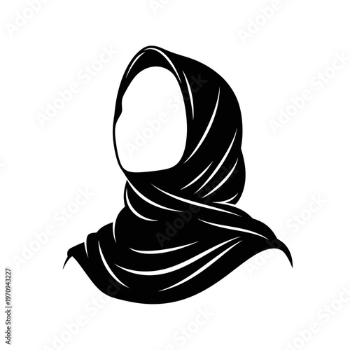 Black Hijab Headscarf Muslim Woman.