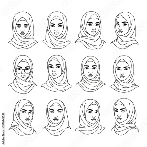 Diverse Women Wearing Hijab Headscarves.