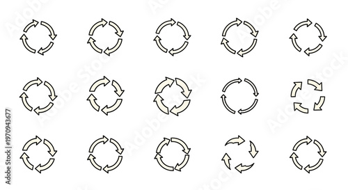 Circular Refresh Cycle Arrow Icons Set for Web and UI Design