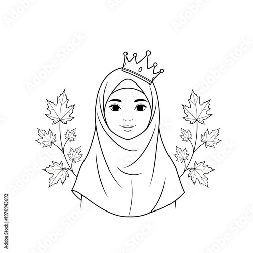 Muslim woman wearing hijab crown.