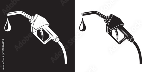 Fuel pump nozzle vector set,  fuel and oil station silhouette illustration.  gas pump nozzle silhouette vector.  Fuel pump nozzle  line act vector 