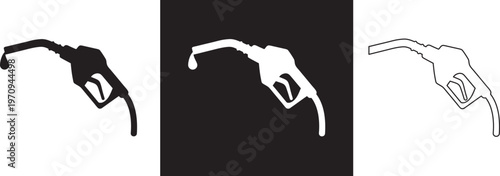 Fuel pump nozzle vector set,  fuel and oil station silhouette illustration.  gas pump nozzle silhouette vector.  Fuel pump nozzle  line act vector 