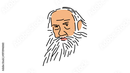 Leo Tolstoy portrait, flat vector illustration