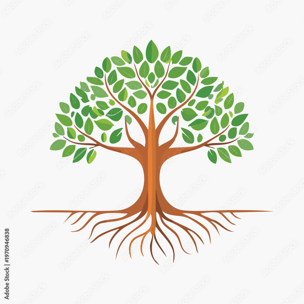 Fototapeta premium Vibrant Tree Illustration Depicting Nature and Growth.