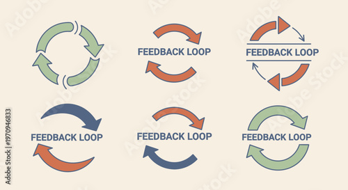 Feedback Loop Cycle Diagrams - Continuous Process and Workflow Icons