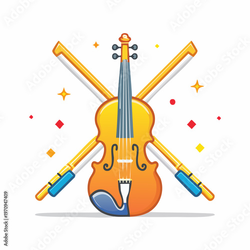 Violin and Bows Musical Instrument Illustration.