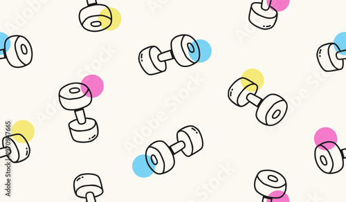 Cute dumbbell pattern background vector design