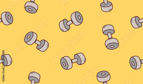 Cute dumbbell pattern background vector design