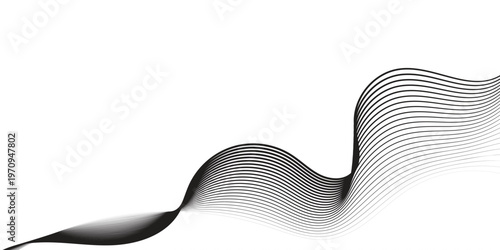 Elegant flowing dots particles wave pattern 3D curve on white background, vector concept of technology, science, music, modern vector wave, creative background