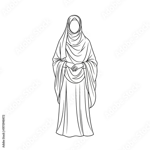 Woman wearing a hijab and abaya.