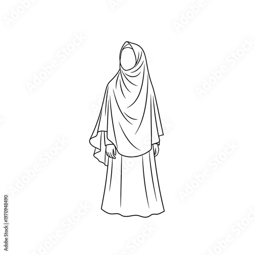 Woman wearing a hijab and abaya.