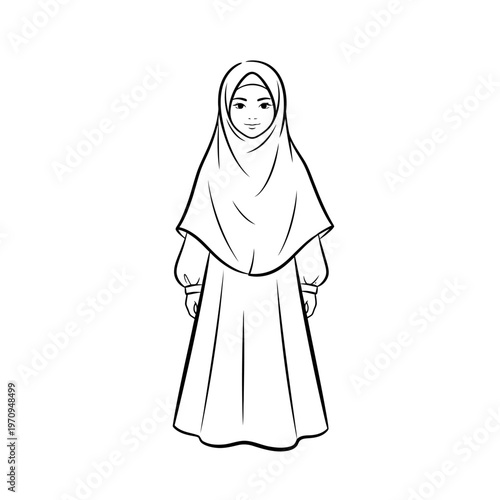 Woman wearing a hijab and abaya.