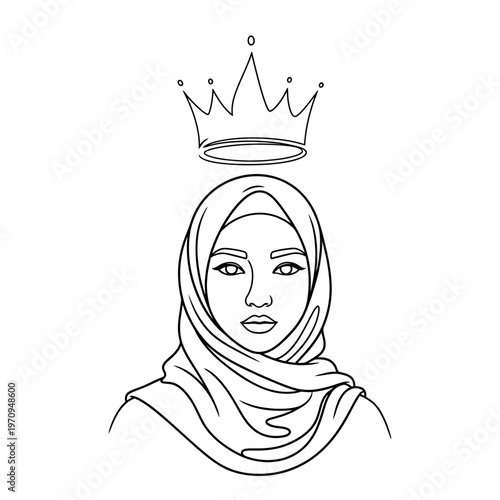 Woman wearing a hijab and crown.