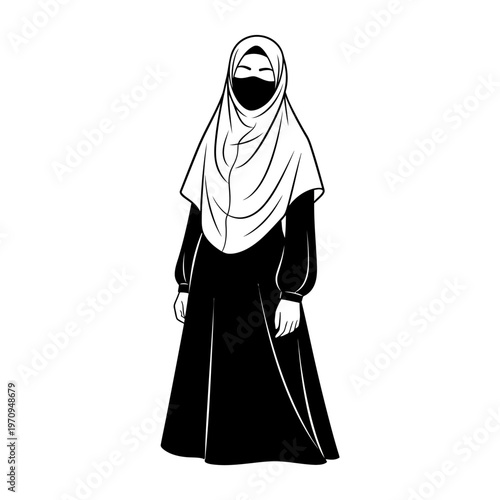 Woman wearing a hijab and niqab.