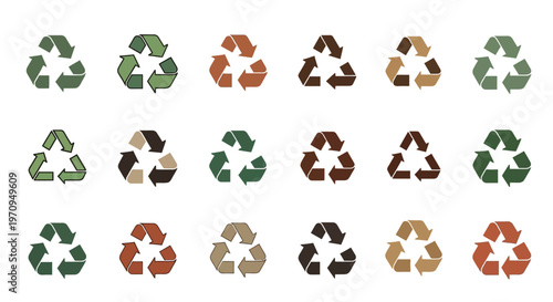 Recycle Symbols Collection in Earthy Tones for Eco-Friendly Design