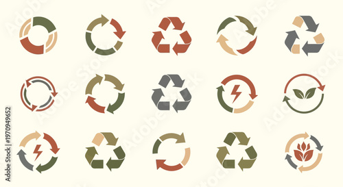 Recycling and Sustainability Icons Collection: Eco-Friendly Symbols for Environmental Protection