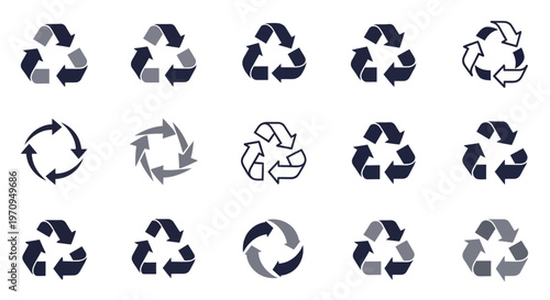 Recycling Symbols Collection: Eco-Friendly Icons for Sustainability and Waste Management
