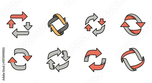 Refresh and Recycle Arrow Icons Set Vector Illustration
