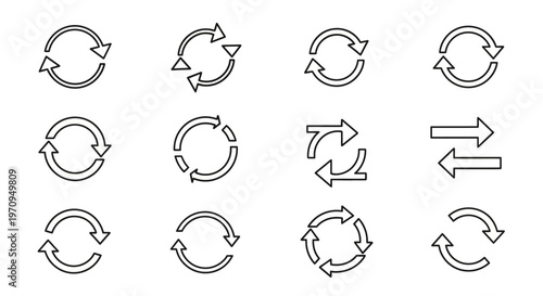 Refresh and Reload Arrow Icons Set Vector Illustration