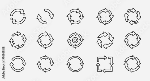 Refresh and Reload Circular Arrow Icons Set for Cycle and Update Concepts